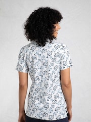 Weird Fish Cream Rehena Printed 100% Cotton Jersey Polo Top - Image 2 of 7