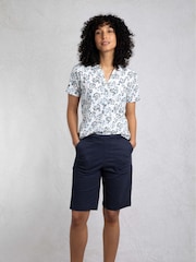 Weird Fish Cream Rehena Printed 100% Cotton Jersey Polo Top - Image 3 of 7