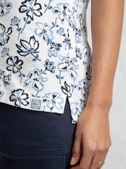 Weird Fish Cream Rehena Printed 100% Cotton Jersey Polo Top - Image 5 of 7