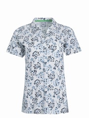 Weird Fish Cream Rehena Printed 100% Cotton Jersey Polo Top - Image 6 of 7