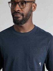 Weird Fish Blue Keaton Premium Relaxed Supersoft Pocket 100% Cotton T-Shirt - Image 3 of 6
