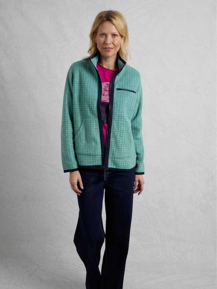 Weird Fish Green Tilly Qtr Zip Grid Fleece - Image 1 of 8