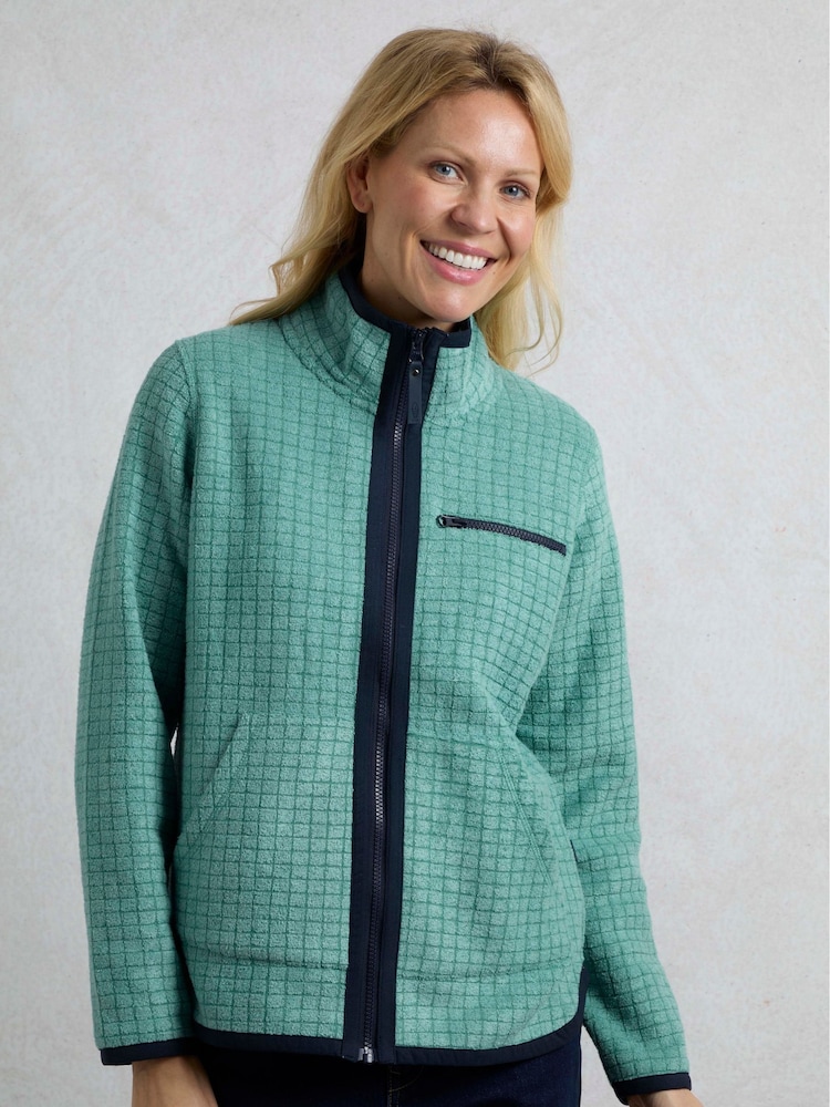 Weird Fish Green Tilly Qtr Zip Grid Fleece - Image 2 of 8