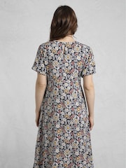 Weird Fish Blue Everly Viscose Printed Tea Dress - Image 2 of 7