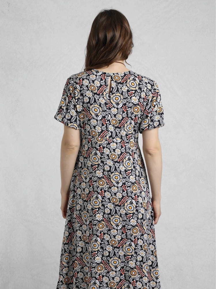 Weird Fish Blue Everly Viscose Printed Tea Dress - Image 2 of 7