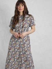 Weird Fish Blue Everly Viscose Printed Tea Dress - Image 3 of 7