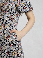 Weird Fish Blue Everly Viscose Printed Tea Dress - Image 4 of 7