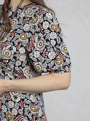 Weird Fish Blue Everly Viscose Printed Tea Dress - Image 5 of 7