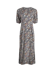 Weird Fish Blue Everly Viscose Printed Tea Dress - Image 6 of 7
