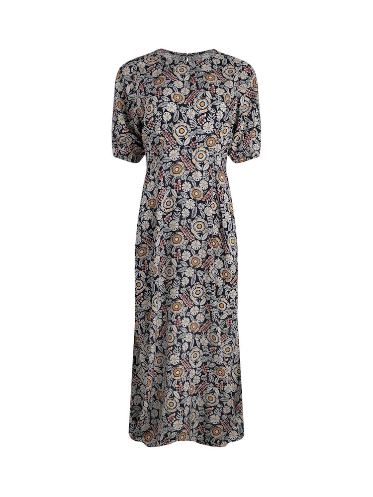 Weird Fish Blue Everly Viscose Printed Tea Dress - Image 7 of 7