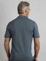 Blau - Weird Fish Quentin Short Sleeve Knitted 100% Cotton Polo Shirts - Bild 2 von 7