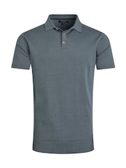 Blau - Weird Fish Quentin Short Sleeve Knitted 100% Cotton Polo Shirts - Bild 6 von 7
