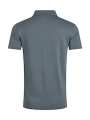 Blau - Weird Fish Quentin Short Sleeve Knitted 100% Cotton Polo Shirts - Bild 7 von 7
