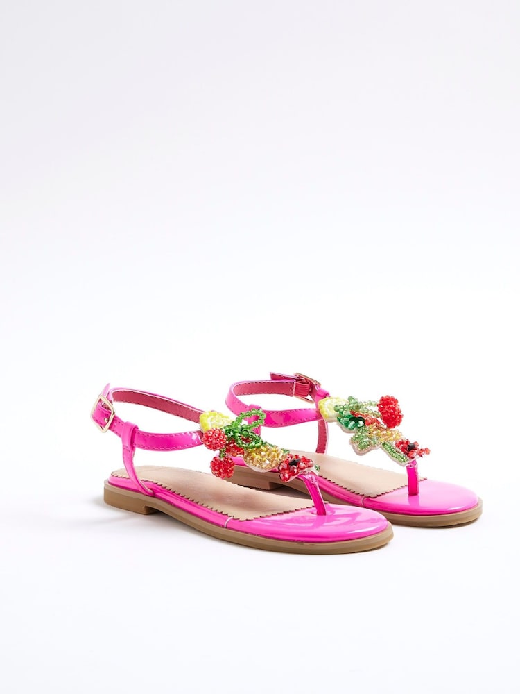 River Island Pink Fruit Toe Thong Sandals - Image 2 of 5 River Island Pink Fruit Toe Thong Sandals - Image 2 of 5