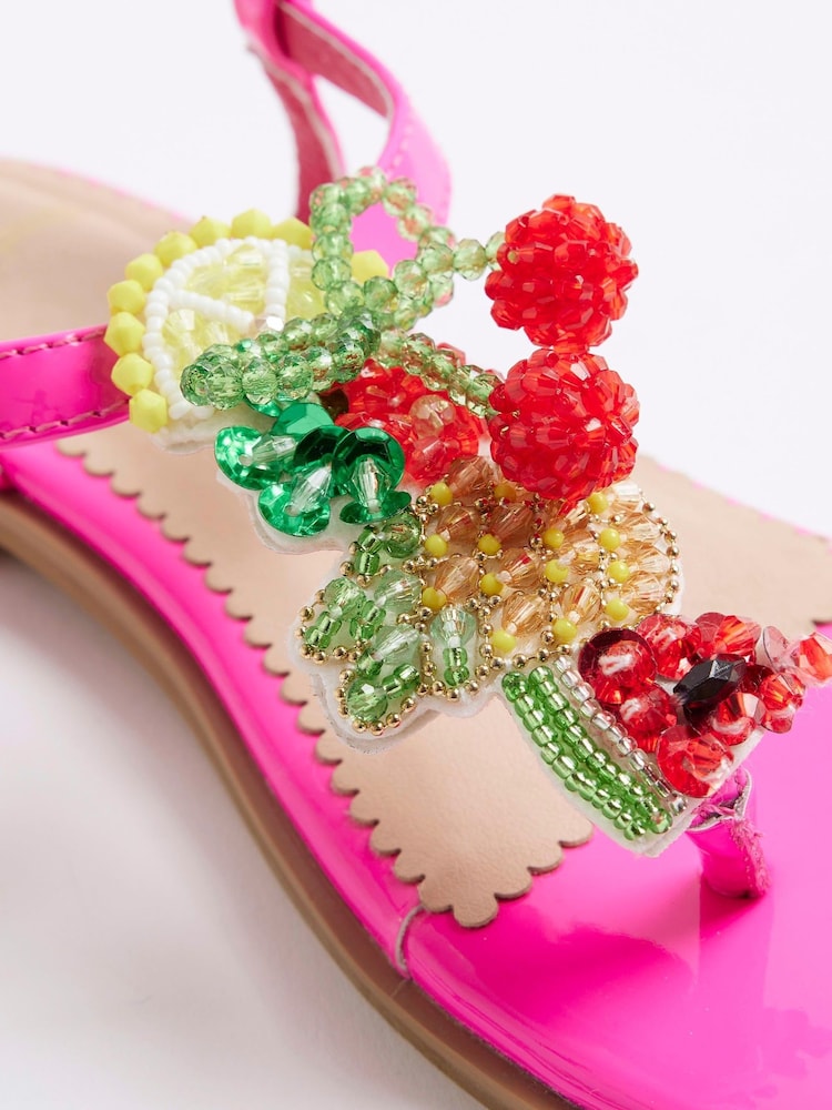 River Island Pink Girls Fruit Toe Thong Sandals - Image 5 of 5