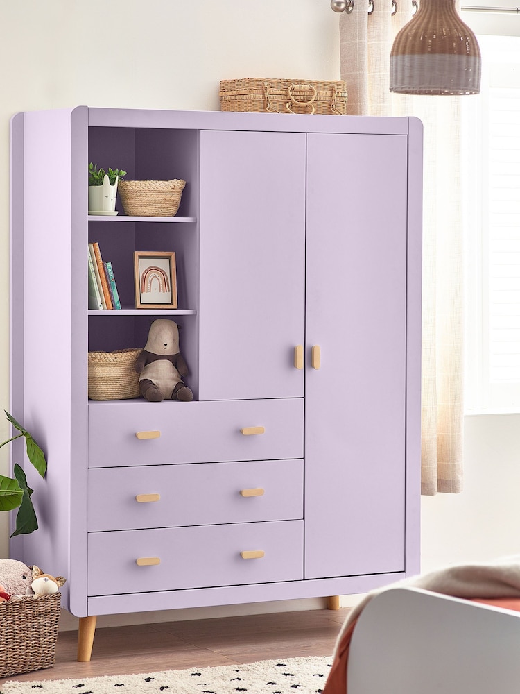Lilac Purple Kids Alix Double, 3 drawers Wardrobe - Image 1 of 1