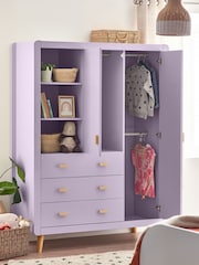 Lilac Purple Kids Alix Double, 3 drawers Wardrobe - Image 3 of 5