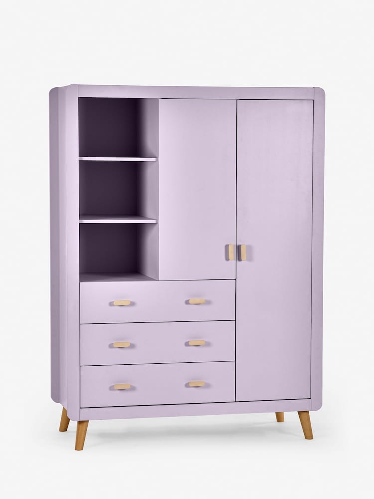 Lilac Purple Kids Alix Double, 3 drawers Wardrobe - Image 5 of 5