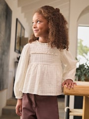 Ecru Long Sleeve Ruffle Blouse (3-16yrs) - Image 1 of 7