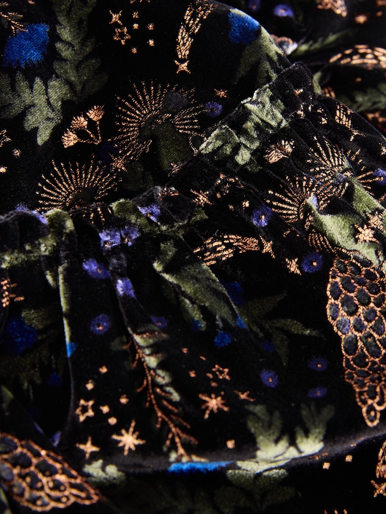 Navy Print Velvet Dress (3-16yrs) - Image 7 of 7 Navy Print Velvet Dress (3-16yrs) - Image 7 of 7