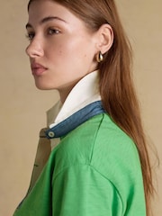 Joules Green Jonty Fox Embroidered Short Sleeve Cotton Rugby Shirt - Image 7 of 10