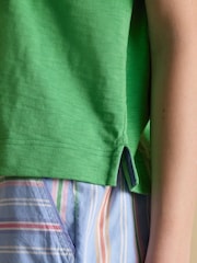 Joules Green Jonty Fox Embroidered Short Sleeve Cotton Rugby Shirt - Image 8 of 10