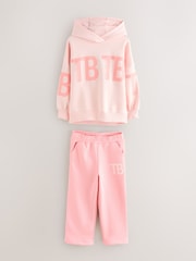 Baker by Ted Baker 2 Piece Oversized Pink Hoodie and Wide Leg Joggers Set - Image 1 of 6
