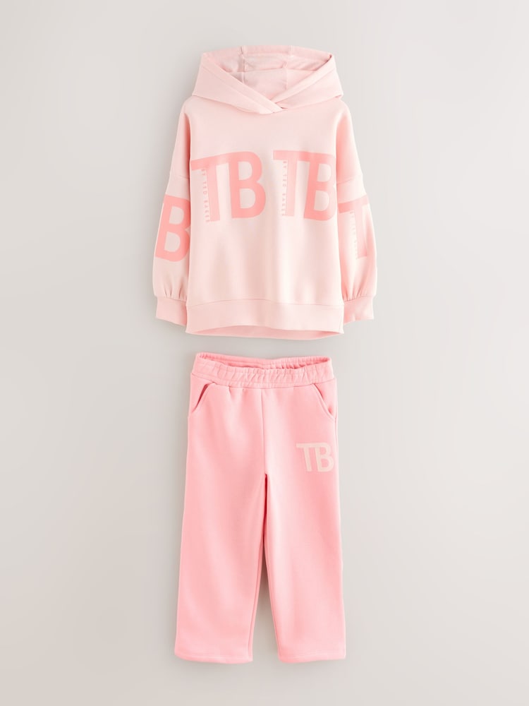 Baker by Ted Baker 2 Piece Oversized Pink Hoodie and Wide Leg Joggers Set - Image 1 of 6