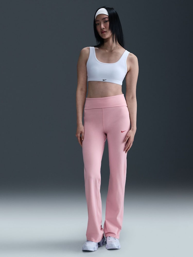 Nike Pink High Waisted Foldover Flare Leggings - Image 1 of 6 Nike Pink High Waisted Foldover Flare Leggings - Image 1 of 6