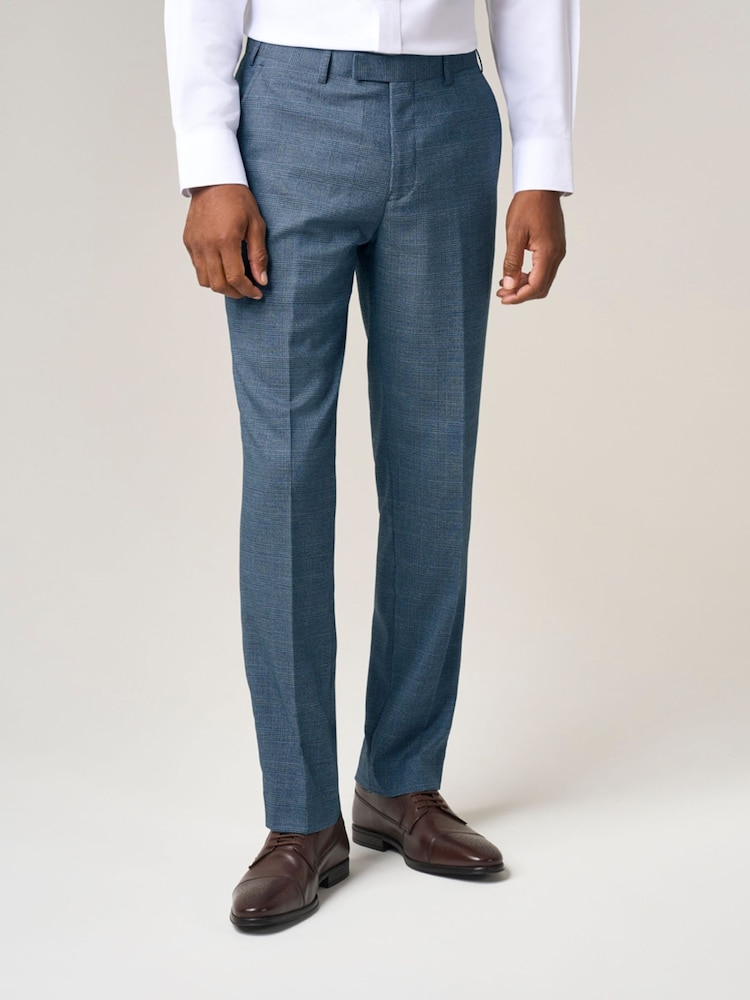Skopes Blue Tailored Fit Self Check Anthony Suit Trousers - Image 1 of 4