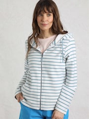 Weird Fish Blue Catalina Striped Loopback Full Zip Hoodie - Image 1 of 8