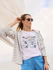 Weird Fish Blue Catalina Striped Loopback Full Zip Hoodie - Image 6 of 8