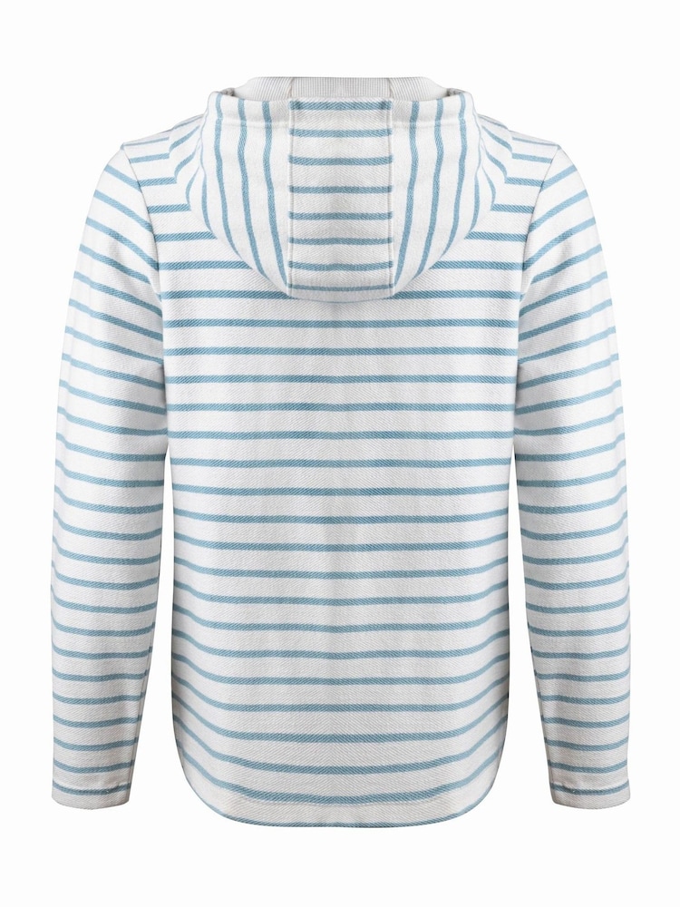 Weird Fish Blue Catalina Striped Loopback Full Zip Hoodie - Image 8 of 8
