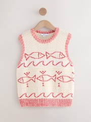 Red/Ecru Fish Knitted Tank - Image 1 of 4