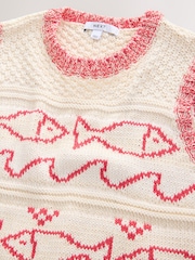 Red/Ecru Fish Knitted Tank - Image 7 of 9