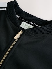 Baker by Ted Baker Contrast Track Zip-Through & Wide Leg Black Joggers Set - Image 4 of 6