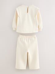 Baker by Ted Baker 2 Piece Cream Sweat & Pintuck Wide Leg Jogger Set - Image 2 of 8