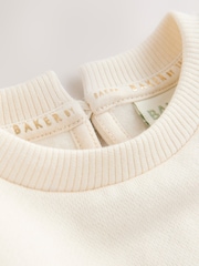 Baker by Ted Baker 2 Piece Cream Sweat & Pintuck Wide Leg Jogger Set - Image 3 of 8
