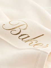 Baker by Ted Baker 2 Piece Cream Sweat & Pintuck Wide Leg Jogger Set - Image 6 of 8