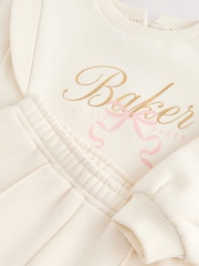 Baker by Ted Baker 2 Piece Cream Sweat & Pintuck Wide Leg Jogger Set - Image 7 of 8