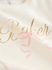 Baker by Ted Baker 2 Piece Cream Sweat & Pintuck Wide Leg Jogger Set - Image 8 of 8