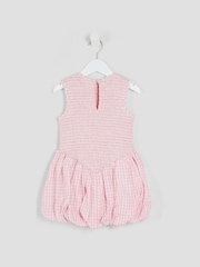 River Island Pink Girls Check Lurex Shirred Dress - Image 2 of 4