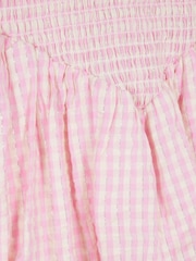 River Island Pink Girls Check Lurex Shirred Dress - Image 4 of 4