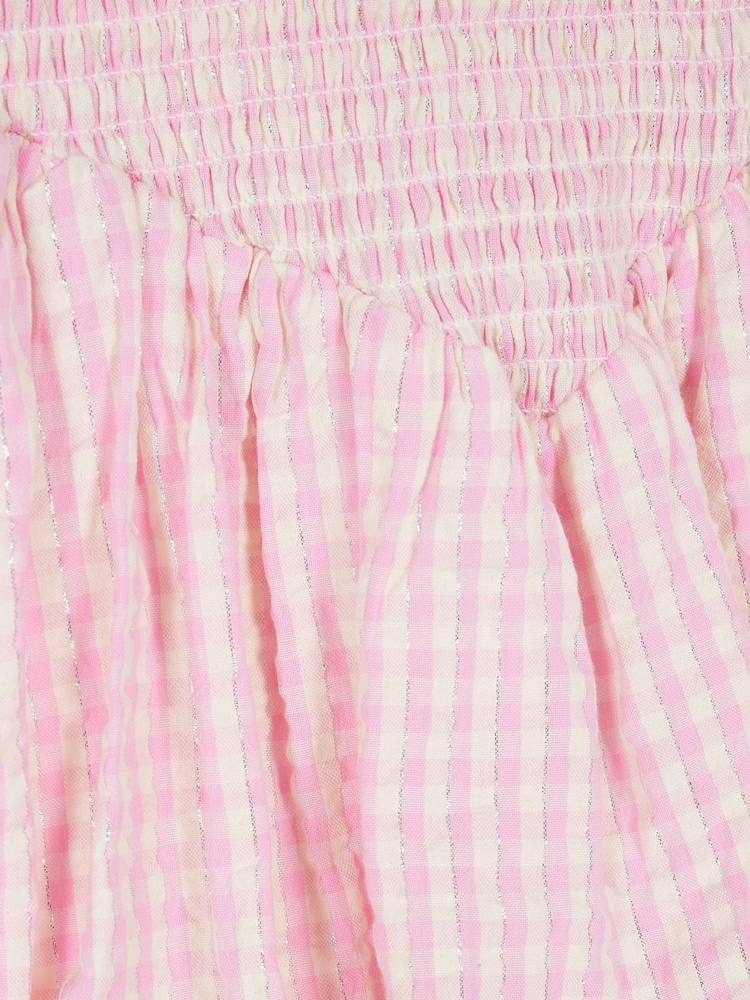 River Island Pink Girls Check Lurex Shirred Dress - Image 4 of 4 River Island Pink Girls Check Lurex Shirred Dress - Image 4 of 4