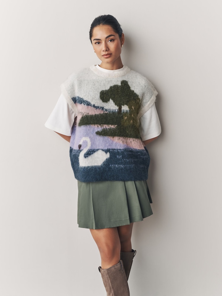Swan Scene Knitted Tank Cover-Up - Image 2 of 7 Swan Scene Knitted Tank Cover-Up - Image 2 of 7