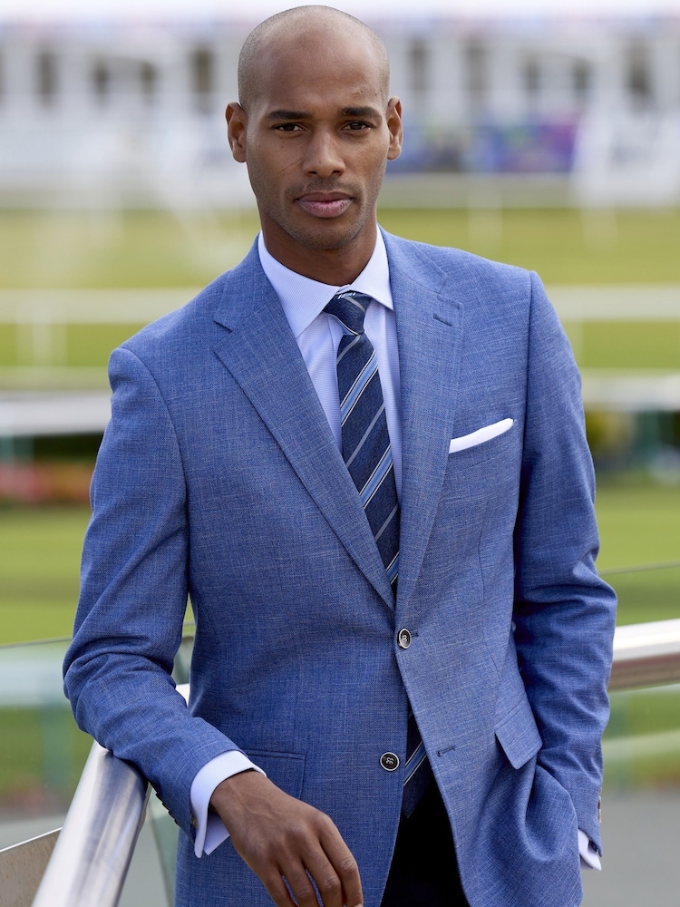 Skopes Light Blue Tailored Fit Jamie Semi Plain Blazer Jacket - Image 1 of 9