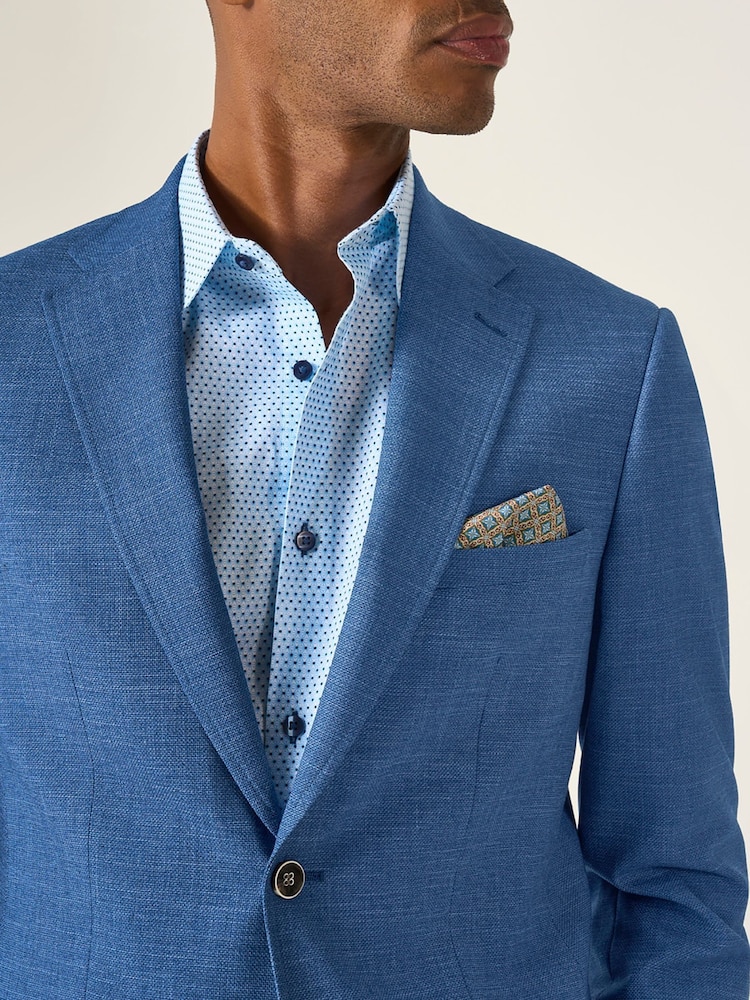 Skopes Light Blue Tailored Fit Jamie Semi Plain Blazer Jacket - Image 6 of 9