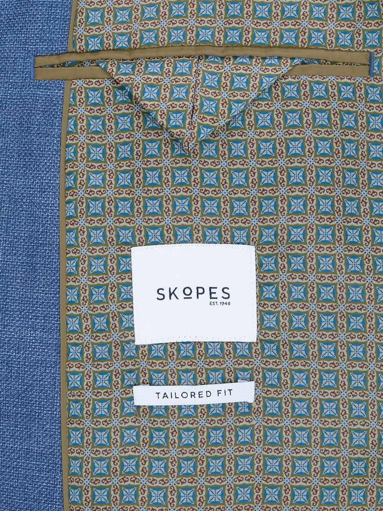 Skopes Light Blue Tailored Fit Jamie Semi Plain Blazer Jacket - Image 9 of 9