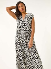 Roman Black Print Midi Smock Dress - Image 2 of 5
