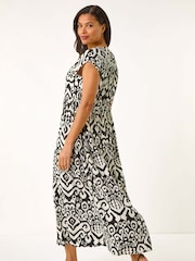 Roman Black Print Midi Smock Dress - Image 3 of 5
